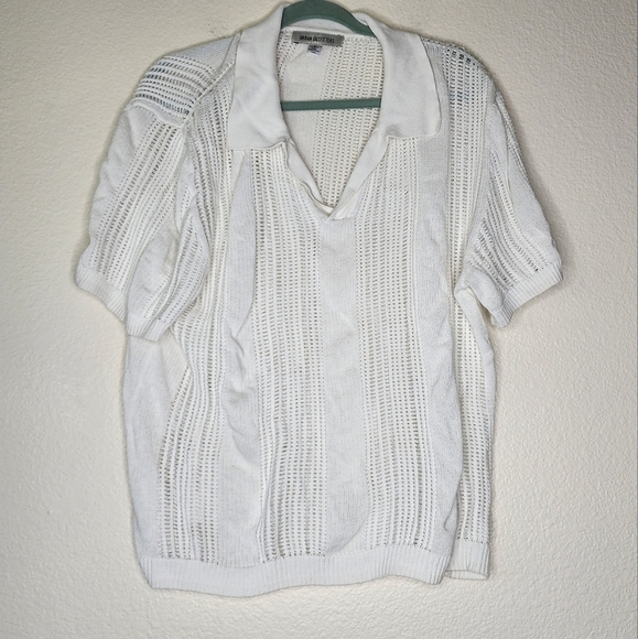 Urban Outfitters Cotton Mesh Popover Polo Shirt L - Picture 4 of 8